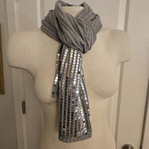 Calvin Klein Scarf Sequin Knit Neck Warmer Accessories Grey
